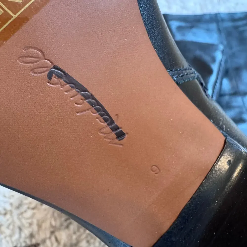Madewell The Lexie Tall Boot Square Toe Block Heel Leather Black Size 9 NWOB